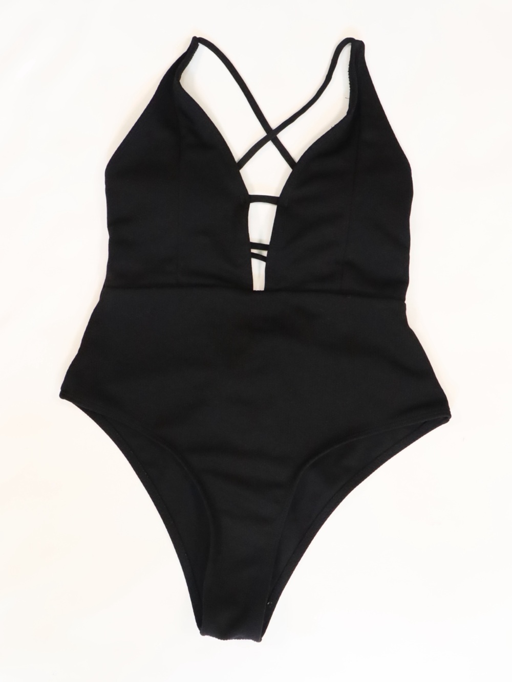 One-Piece Low Back Lace Up Swimsuit | Black Size Medium